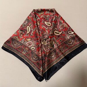 Red and Black Silk Paisley Scarf